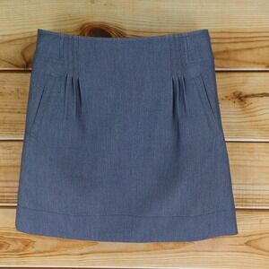 Anne Klein Skirt Womens Size 6 Blue Heathered Pleated Front‎ Pockets Zip Closure